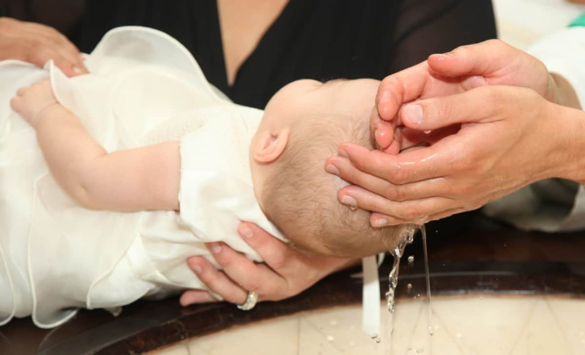 Baby baptism with water